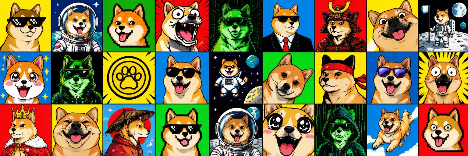 A collage of Inu dogs inspired by internet memes
